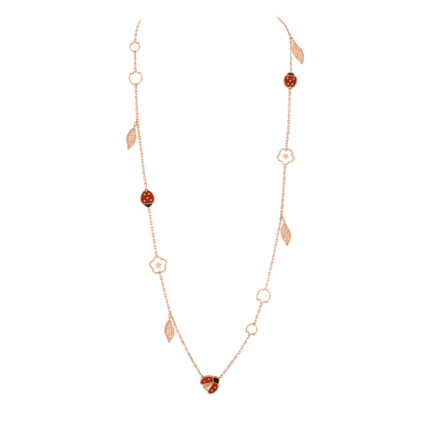 [VCA]LUCKY SPRING 15 MOTIFS PINK GOLD NECKLACE