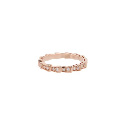 [BV]SERPENTI RING PINK GOLD DIAMOND PAVED 3MM