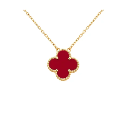 [VCA]CLOVER 15MM CARNELIAN SINGLE FLOWER NECKLACE