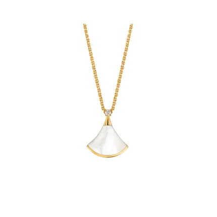 [BV]DREAM NECKLACE WHITE MOP GOLD 1 DIAMOND