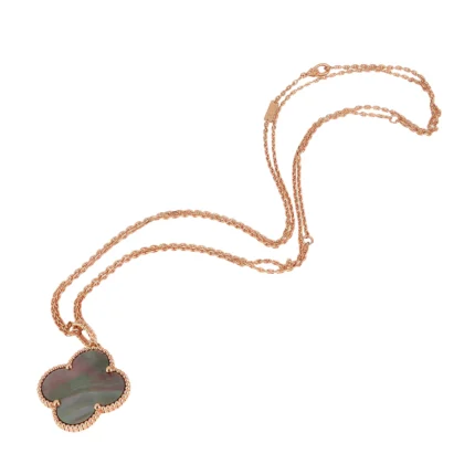 [VCA]CLOVER 25MM ROSE GOLD DARK MOP BIG CLOVER NECKLACE
