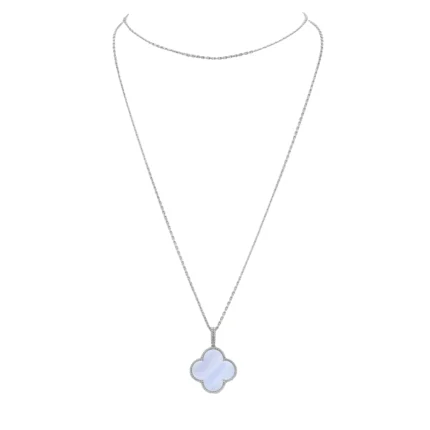 [VCA]CLOVER SILVER CHALCEDONY BIG CLOVER NECKLACE