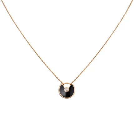 [CA]AMULETTE ROSE GOLD ONYX NECKLACE