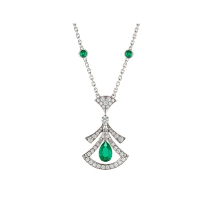 [BV]DREAM NECKLACE MALACHITE DIAMOND SILVER