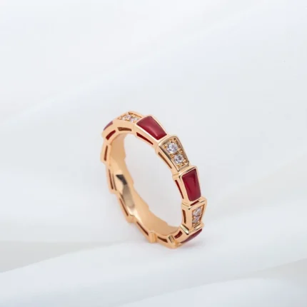 [BV]SERPENTI RING GOLD CARNELIAN DIAMOND 3MM