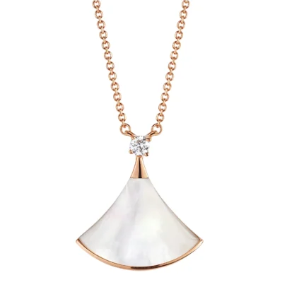 [BV]DREAM NECKLACE WHITE MOP PINK GOLD 1 DIAMOND