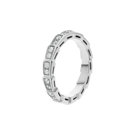 [BV]SERPENTI RING SILVER DIAMOND PAVED 3MM