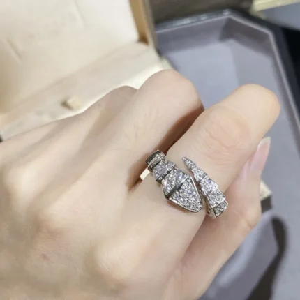 [BV]SERPENTI LARGE RING SILVER DIAMOND PAVED